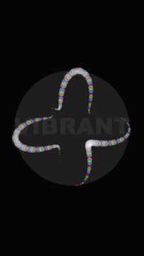 Abstract Colorful Bead Paths in Dark Circle Creating Dynamic Motion