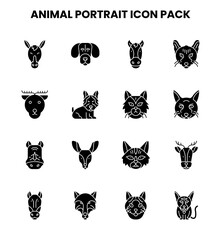 Obraz premium Animal Portrait Glyph Vector Icons Pack
