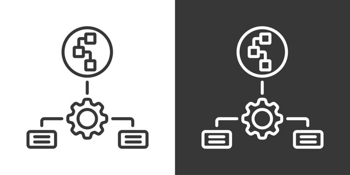 Flow Diagram Icon Set Vector Collection Isolated In Black And White