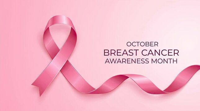 Breast cancer awareness month pink ribbon symbol for hope and support