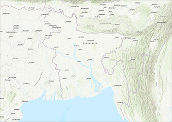 Fototapeta premium Detailed Geographical Map of Bangladesh with Legend