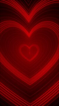 Crimson glowing heart line background layered romantic outlines, smooth depth, elegant red light motion. love videos, Valentine promos, wedding titles, anniversary greetings, romantic reels, music