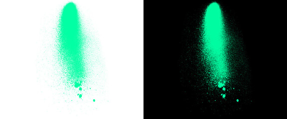 Neon green spray paint texture on white and black background, vibrant graffiti aerosol splatter, urban street art paint mist effect for graphic design © Stocker BD