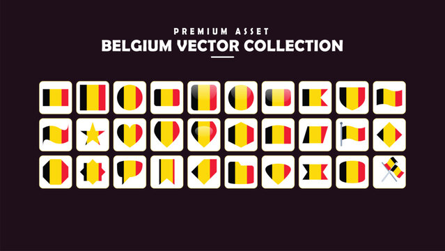 Belgium flag vector collection with various design variations