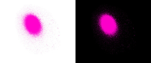 Neon pink spray paint drip, vibrant graffiti aerosol splash on white and black backgrounds, urban street art texture for graphic design and overlays © Stocker BD