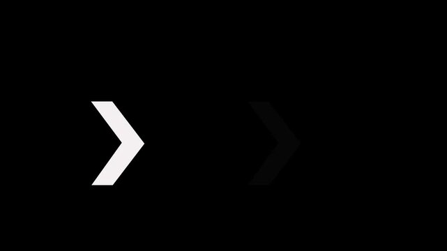 Minimalist loading animation with pulsing chevron arrows on black background, progress