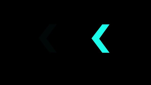 Minimalist neon cyan arrow pulse animation on black background, glowing