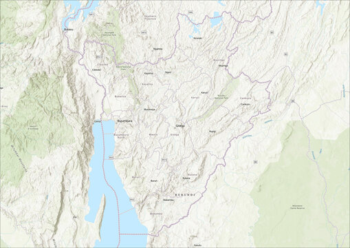 Detailed Geographical Map of Burundi with Legend