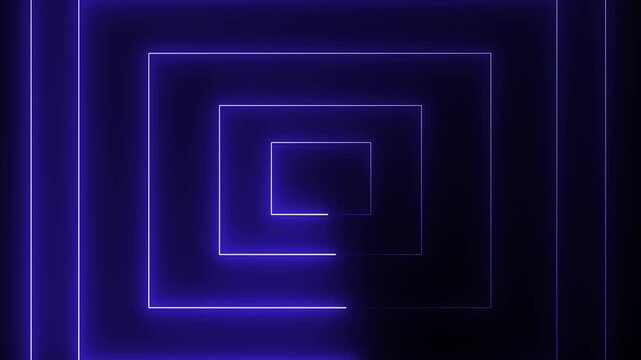 Neon purple glowing rectangles tunnel abstract motion background