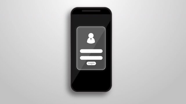 Smartphone displaying mobile app login screen with username and password security interface concept