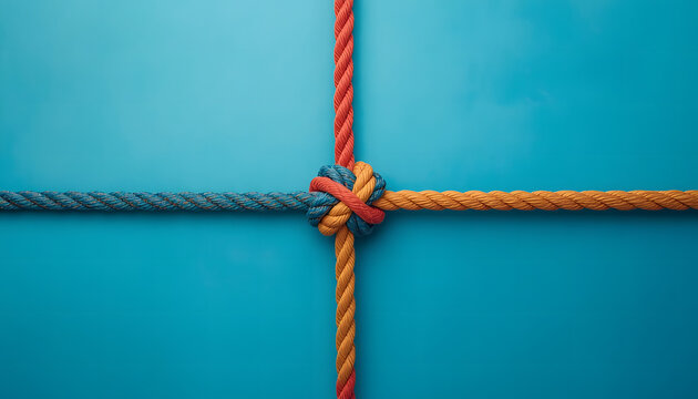 Team rope diverse strength connect partnership together teamwork unity communica