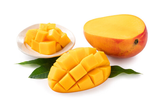 Fresh ripe mango fruit isolated on white background with clipping path
