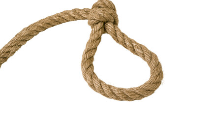 Thick natural fiber rope with a knot forming a loop © Theodore