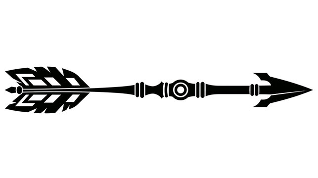Black ornate arrow with fletching and arrowhead