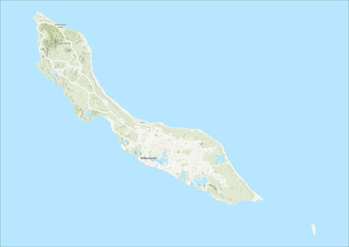 Detailed Geographical Map of Cura&ccedil;ao with Legend