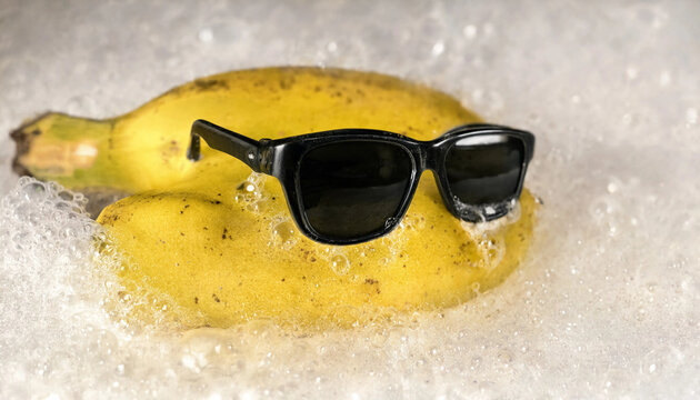 Banana Sunglasses in Soap Bubbles