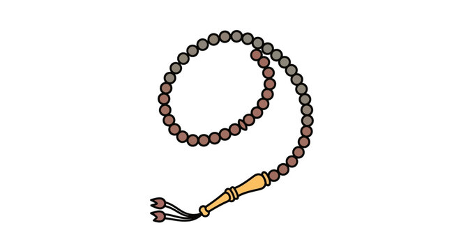 Illustrated rosary beads on white background religious symbol vector art