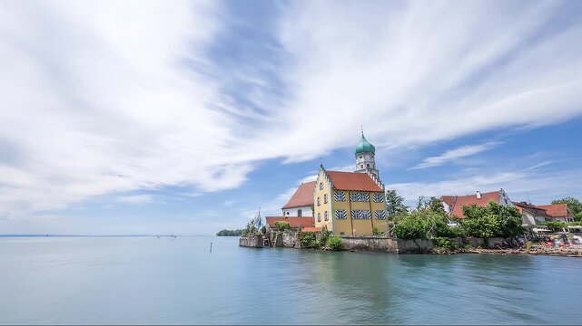 City of Wasserburg on the Lake of Constanze, Germany, Timelapse Video