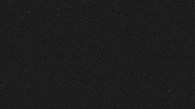 LED Pixel Grid with Digital Glitch Artifacts Flickering White Dots on Black Background for Tech Interface