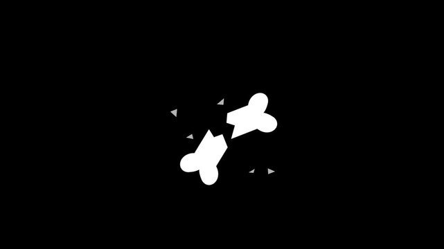 Broken Bone Icon Animation on Black Background.