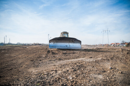 Bulldozer working preparing a construction site
