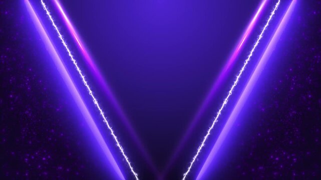 Purple neon lightning V background bright electric borders, magenta glow, dark futuristic copy space. gaming videos, music intros, club visuals, cyber promos, energy titles, dynamic motion overlays.