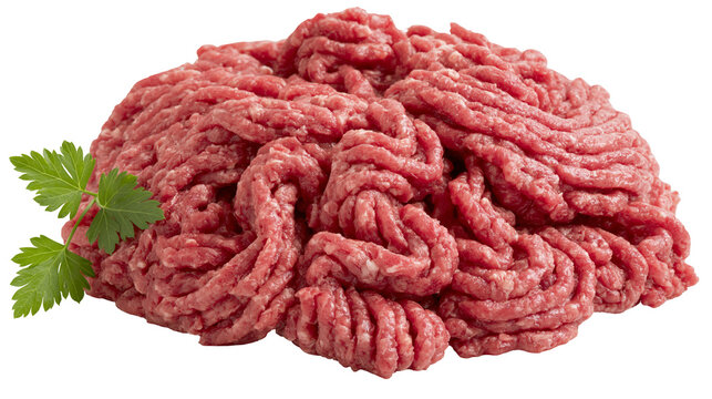 Raw ground beef with parsley garnish