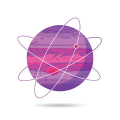 Vibrant Purple Planet Illustration With Orbits. © ya