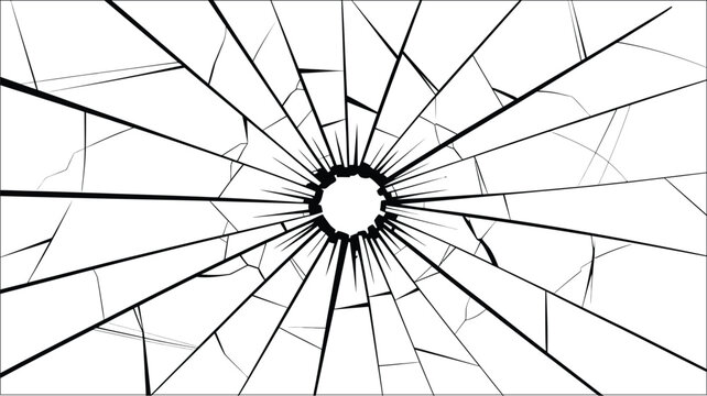 Broken glass vector illustration with hand drawn shattered cracks, realistic fragments, damaged surface effects, and detailed fracture line art elements, vector, designs