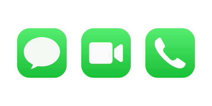 iPhone Communication App Icons in Clean Green Editorial Icon Style