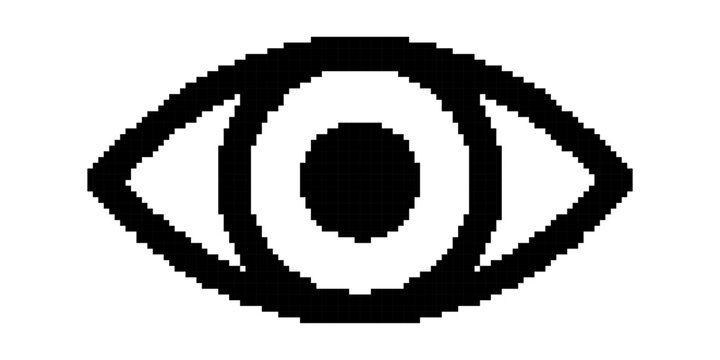 Eye Vision Symbol in Bold Black Pixel Icon Style