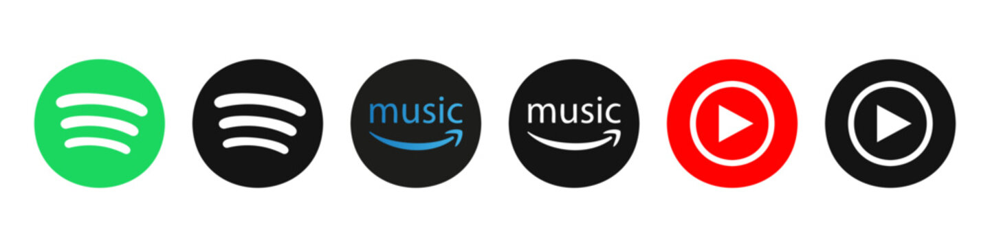 Music Streaming App Logos in Round Editorial Icon Style