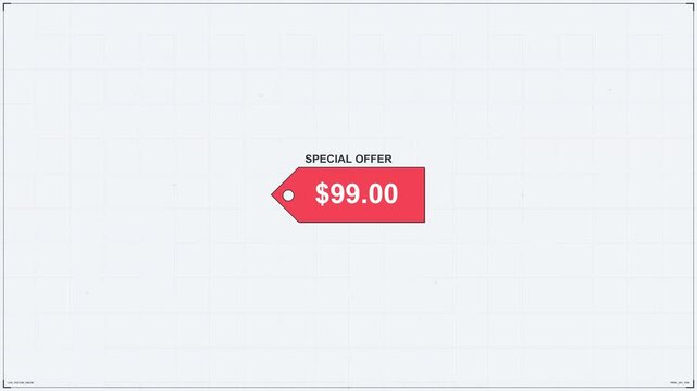 Animated special offer price tag with changing dollar values