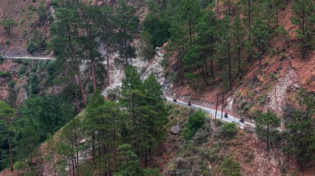 Aerial View of Winding Mountain Road in Pangi Valley, Himachal Pradesh, India