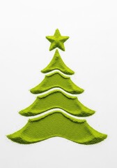 Fototapeta premium Vibrant green matcha powdered sugar meticulously sifted into a festive holiday tree shape with a bright star topper on a clean surface, still life, culinary, tea