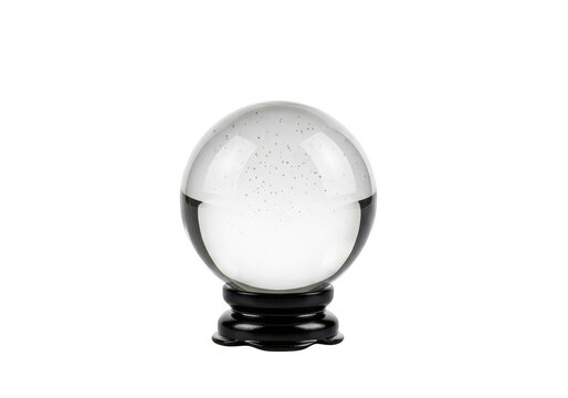 Crystal ball on stand for fortune telling isolated on transparent background