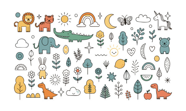 Cute Scandinavian Nursery Doodle Collection.