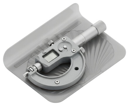 Digital micrometer precision measuring tool isolated over transparent background