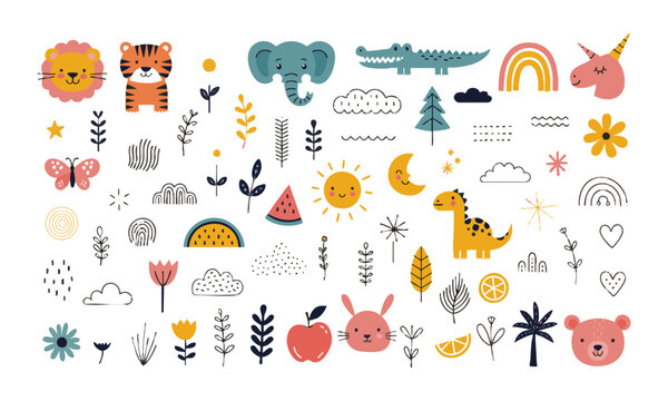 Playful Nursery Animal Illustration Collection.