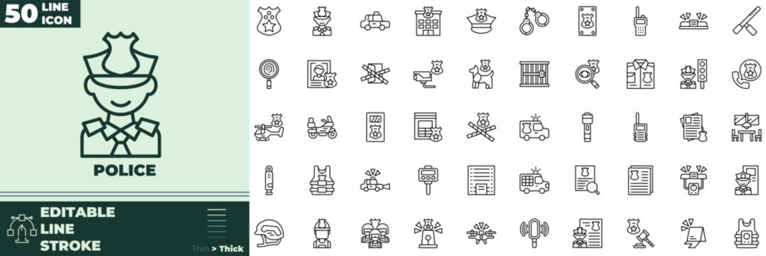 Police Line Editable Icons set