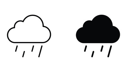 Obraz premium Rainy weather cloud icons linear and glyph designs with forecast, meteorology