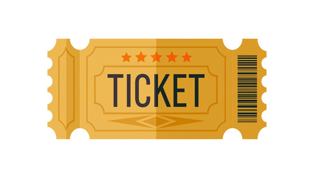 Golden ticket with stars and barcode