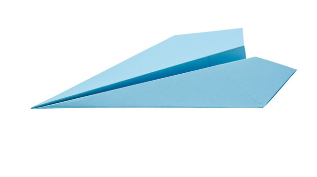 Light blue paper airplane folded from sheet
