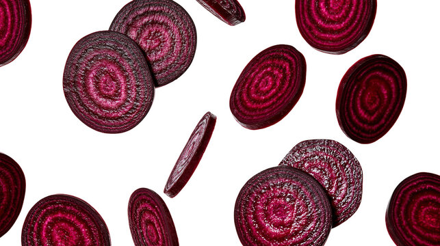 Beetroot slices with concentric rings pattern