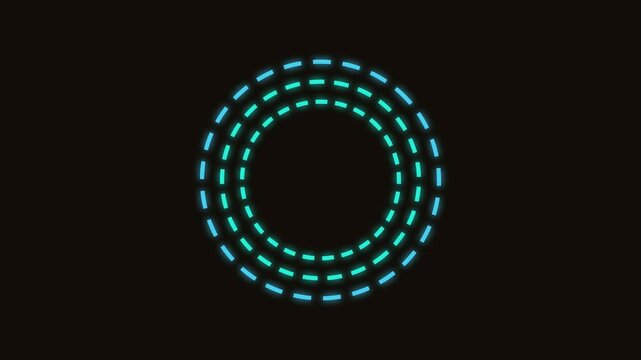 Neon blue dashed circle countdown timer with glowing digital light effect
