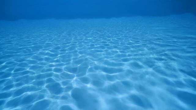 Underwater Light Refraction Patterns Rippling On Blue Pool Bottom