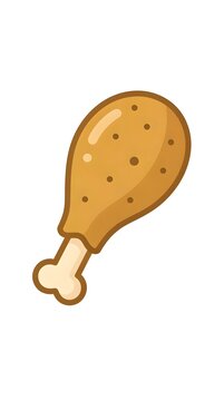 Chicken drumstick is roasted and sits on white background.
