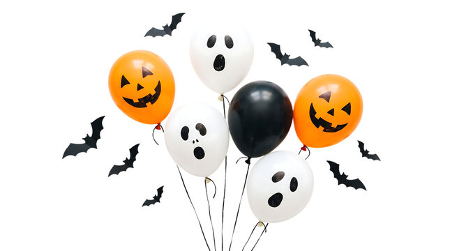 Festive halloween balloon decorations jack o' lanterns ghosts bats for spooky celebrations
