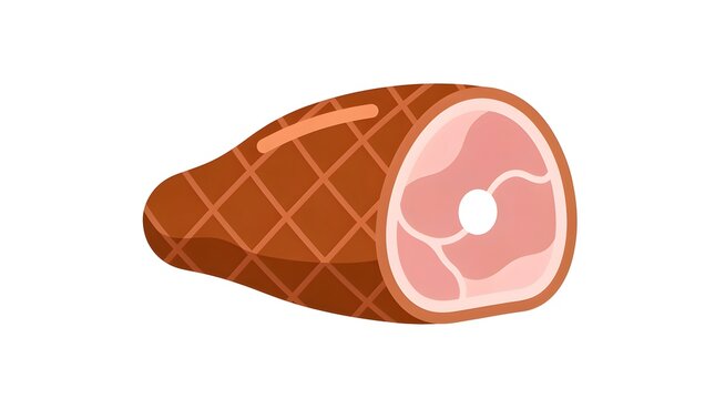 Ham piece rests on a surface in a detailed illustration.