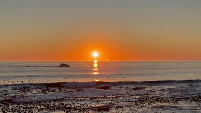 Sunset over the South Atlantic Ocean near Cape Town, South Africa.